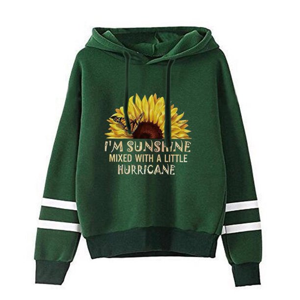Puntoco - Jersey con capucha para mujer, ligero, manga larga, informal, con estampado de girasol Puntoco Puntoco-2010