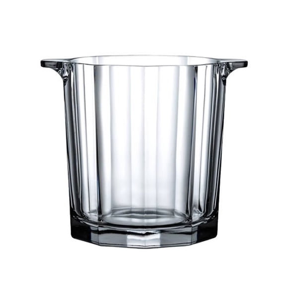 1.6L Crystal Glass Ice Bucket Clear Wine Bucket Round Beverage Tub Beer Bottle Drink Cooler Champagne Chiller Bin for Party, Bar, Home