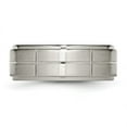 thumbnail image 6 of Auriga Fine Jewelry Titanium Center Block Design 8mm Ridged Edge Band for Men Size 6.5, 6 of 6