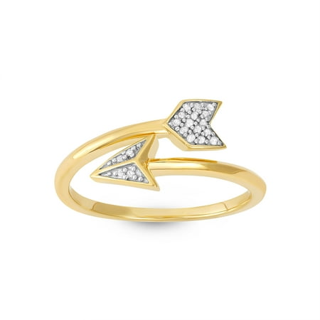 Diamond Accent Yellow Gold over Sterling Silver Wrap Arrow Ring, Size 8