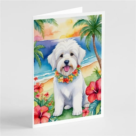 5 x 7 in. Coton De Tulear Luau Greeting Cards - Pack of 8