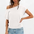 thumbnail image 2 of YUGYXL Womens Cinched Waist Off The Shoulder Tops Dolman Sleeve Banded Bottom Tee Shirts Casual Loose Summer Outfits White Top XL, 2 of 9