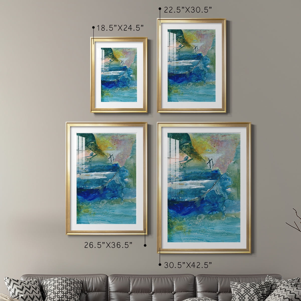 Wexford Home Spring Winds VII Premium Framed Print, 30.5" x 42.5" - Ready to Hang, Gold (Set of 2)