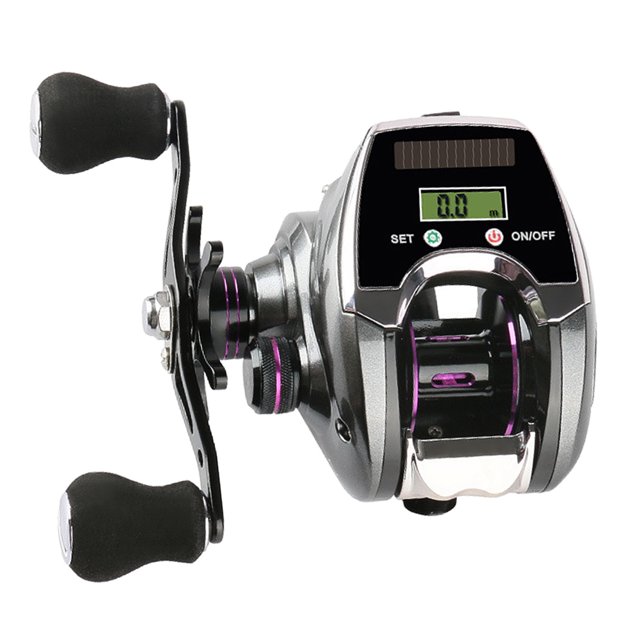 Graflsoa Moulinet de Lancer Numérique à Gauche avec Compteur de Ligne pour Pêche Océan, Lac et Rivière, Roulements à Billes 6+1, Rapport de Vitesse 8.0:1, Chargement USB et Solaire, Capacité Maximale de 10kg, Conception Légère de 268g