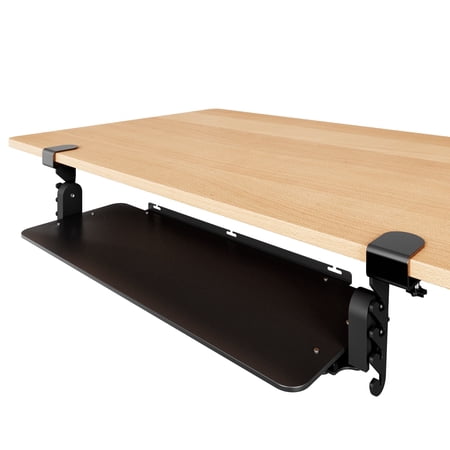 Clamp-On Under Desk Keyboard Tray - Adjustable Height and Tilt Keyboard Drawer Slide-Out with Easy Clamp Mount Ergonomic Design for Comfortable Typing