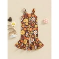 thumbnail image 2 of Bagilaanoe Toddler Baby Girl Jumpsuit Sleeveless Floral Print Romper Sling Overalls 12M 18M 24M 3T 4T 5T Kids Long Flared Pants Casual Outfits, 2 of 8