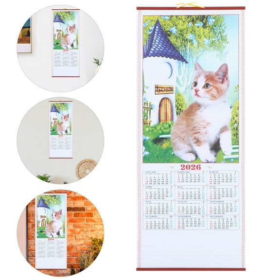 TABLZONE 2026 Hanging Chinese Calendar Traditional Design Paper Wall Calendar 1 Set for Home Office