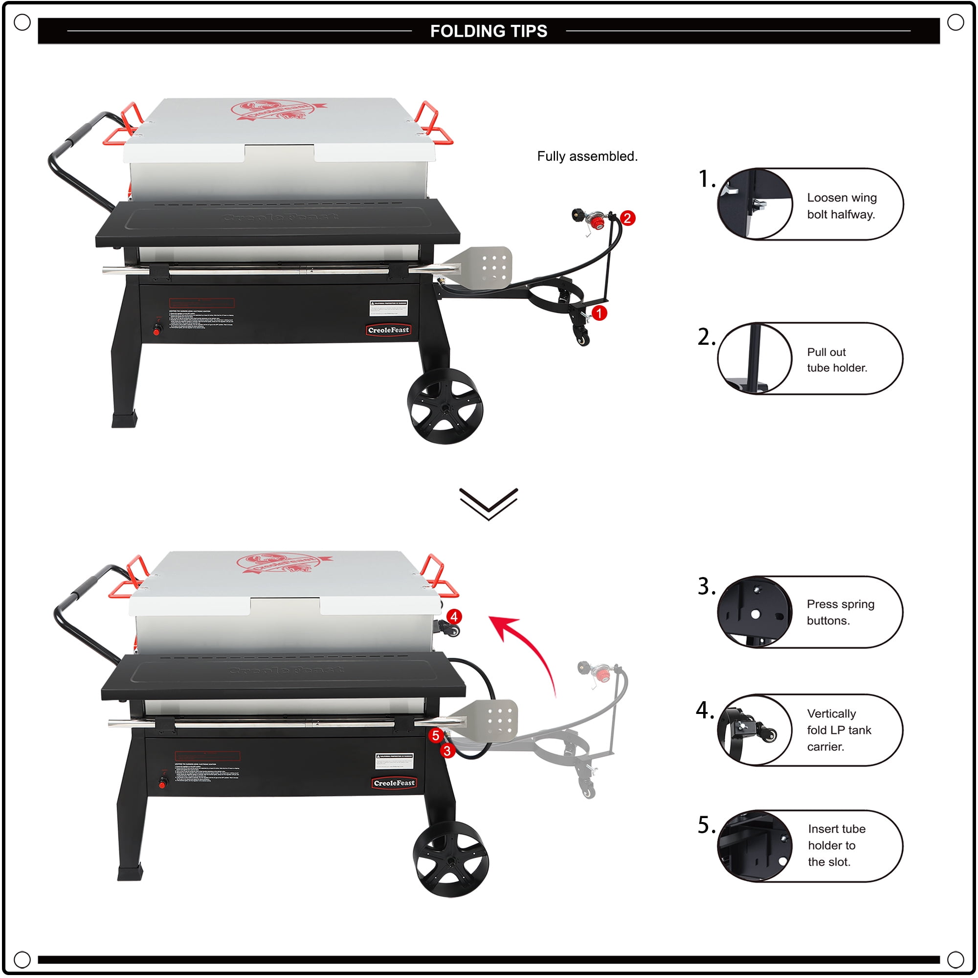 Creole Feast CFB2001, 150-Quart Double Sack Crawfish Boiler, Outdoor Stove Gas Cooker with Folding Cylinder Mounting Bracket and Stirring Paddle,Black
