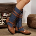 thumbnail image 5 of JUSLIO Winter Boots for Women,Chunky Heel Boots Solid Color Mid Calf Boots Fashion Casual Comfort Round Toe Womens Boots, 5 of 9