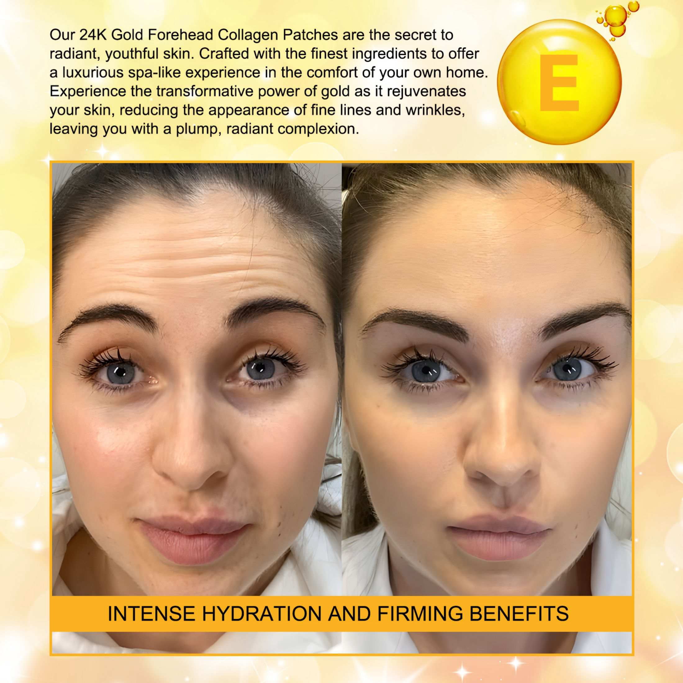 Yecuce 3-Pack 24k Forehead Wrinkle Patches, Collagen Lines Mask with Collagen Boosting Elasticity for Women and Men