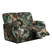 Xoenoiee Hunting Camo Print Recliner Sofa Slipcover, 6 Pieces Polyester Fabric Stretch Sofa Covers for 2 Seat Reclining Couch, Soft Washable Furniture Protector with Pockets