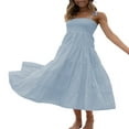 thumbnail image 2 of Robe Maxi d'Été pour Femmes Décontractée Sans Manches à Bretelles Spaghetti Froncée Évasée Longue de Plage pour le Soleil, 2 of 6
