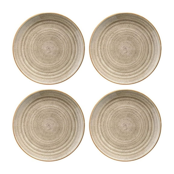 Terrain dia.8.25" Round Brown Porcelain Plate (Set of 4)