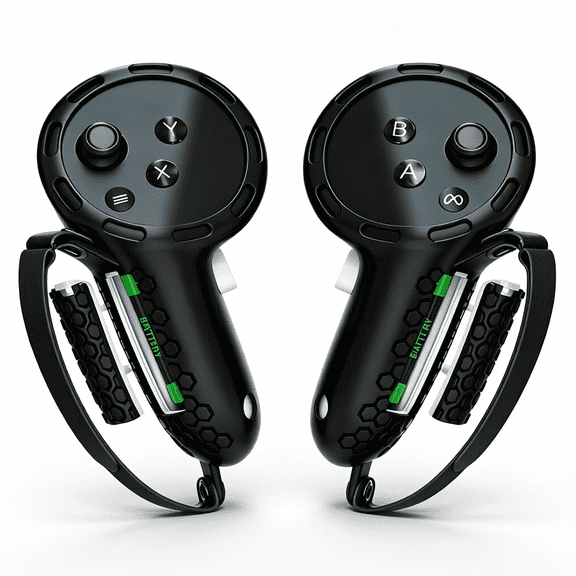 For Black Silicone Controller Grip Covers Compatible with Meta Quest 3 Meta Quest 3S Knuckle Hand Straps Reserved Battery Opening Batteries Not Included VR Touch Controller Accessories
