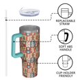 thumbnail image 4 of Multicolor Christmas Icon Pattern Tumbler with Handle and Lid,40oz Double Wall Vacuum Insulated Tumbler,Cups Gift for Women and Men, 4 of 7
