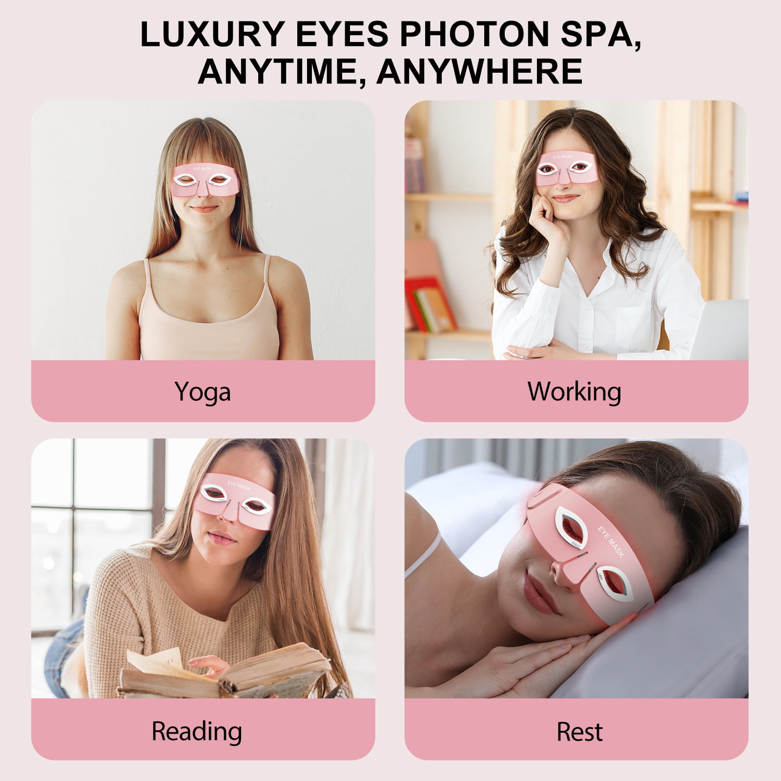 Red Light Therapy Eye Mask, Eye Massager for Dark Circles, Tired Eyes, Eye Wrinkles & Eye Bags, Soft Silicone for Anti-Aging