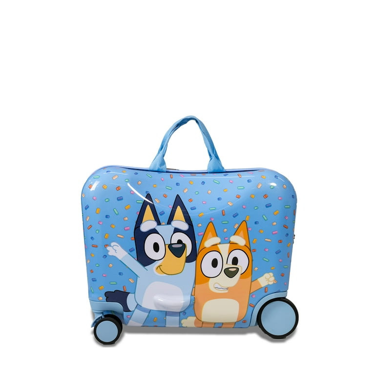 Bluey★送料無料★3段2列引き出し Kid's BBC Bluey Bingo Character Ride On Scooter Hardside Luggage