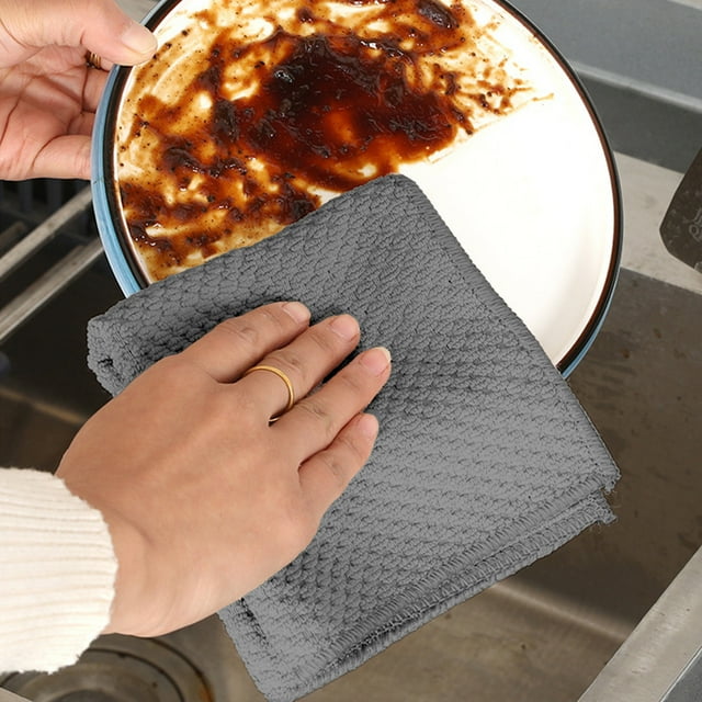 Chiffons en Microfibre Double Face, Serviettes de Nettoyage Réutilisables, Haute Absorption Sans Peluches, Durables pour Surfaces de Cuisine, Comptoirs, Verre, Acier Inoxydable, Nettoyage Domestique