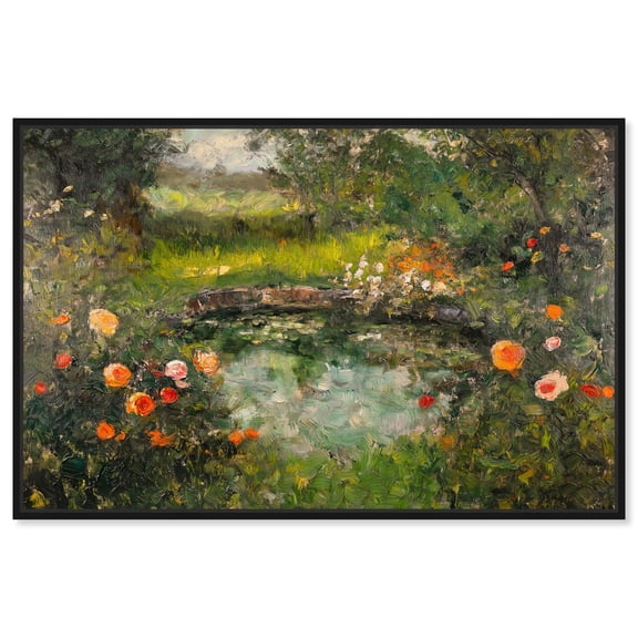 Water Lily Dream II Canvas Classic Floral Art by Art Remedy, Black Frame, 15" x 10"