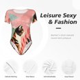 thumbnail image 4 of Fotbe Colorful Cat With Flowers Women's Crew Neck Short Sleeves Bodysuit Tops Round Neck Slim Sleeveless Soft Comfortable Basic-Small, 4 of 7