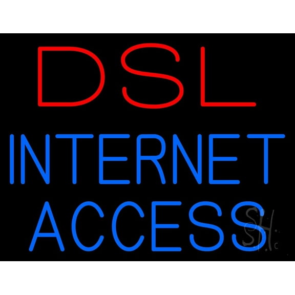 Dsl Internet Access LED Neon Sign 15 x 19 - inches, Clear Edge Cut Acrylic Backing, with Dimmer - Bright and Premium built indoor LED Neon Sign for Computer & Electronics store decor.
