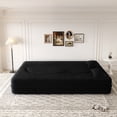 thumbnail image 3 of Miekor Furniture Modern Floor Sofa with 2 Pillows,Convertible Teddy Fabric Foam-Filled Sleeper Sofa Bed,15" Full Size Folding Mattress for Living Room,Guest Bed,no assembly required,Black 57231, 3 of 12