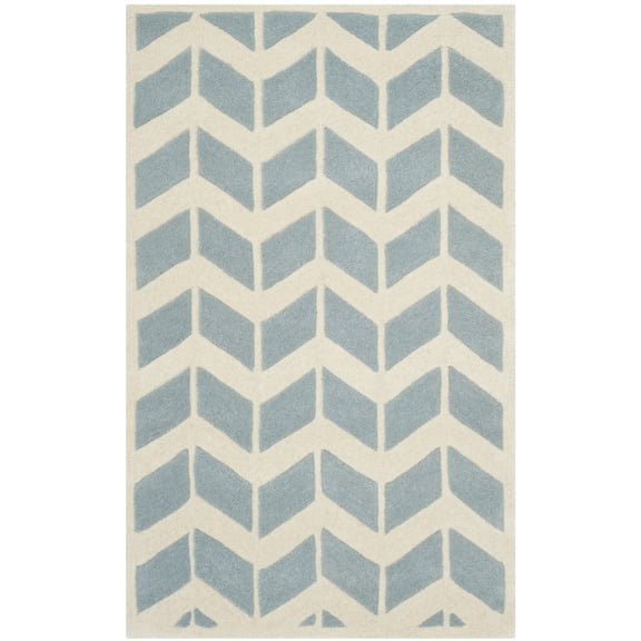 SAFAVIEH Chatham Easton Geometric Wool Area Rug, Blue/Ivory, 5' x 8'