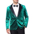 thumbnail image 1 of BLAZERS DE VELVET PICO DE LAPEL ARGYLE DE HOMBRE INSPIRE CHIC CON UN BOTÓN BRILLANTE M VERDE, 1 of 4