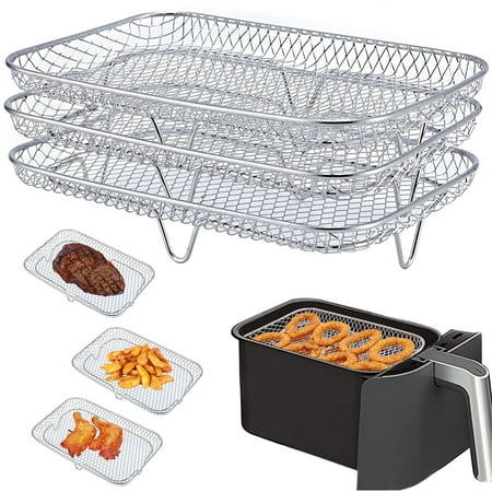 

Toorise Air Fryer Three Stackable Dehydrator Racks 304 Stainless Steel Air Fryer Basket Tray Air Fryer Accessories Dishwasher Safe Fit for Oven and Press Cooker Compatible with Most Air Fryer