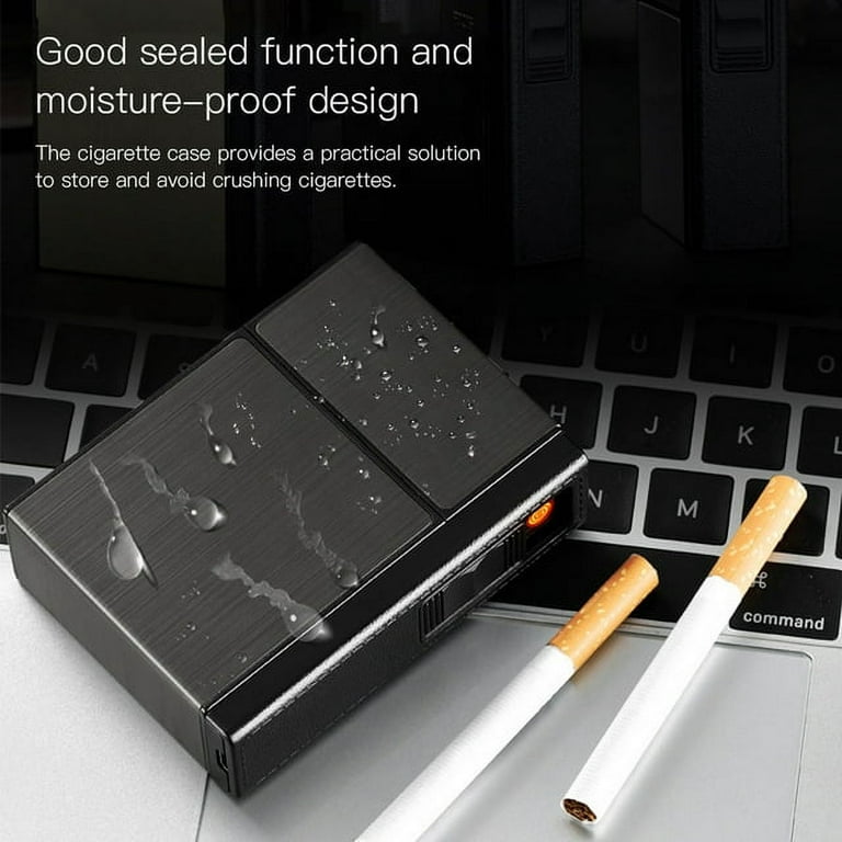 Creative Cigarette Case USB Rechargeable Lighter Metal Windproof Cigarette  Lighter 20 Cigarette Case Storage Container Portable