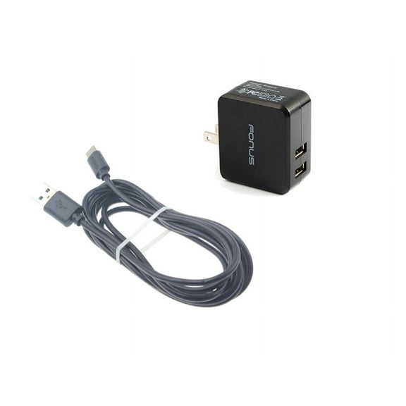 17W 3.4Amp 2-Port USB Home Charger 6ft Type-C Cable Travel AC Power Adapter with Smart Detect E9Y for Motorola One, Moto Z3 Play Z2 Play Z Play Droid Force Droid X4 G7 Power Play G6