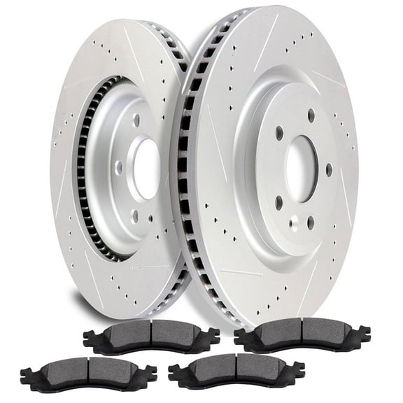 Front Drilled And Slotted Brake Rotors Ceramic Pads Fits 2011 2012 Ford Taurus