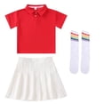 thumbnail image 4 of Odeerbi Niñas 3 Piezas Preppy Vestido Tenis Camisa de Golf y Falda Plisada Con Set de Uniforme de La Escuela de Las Medias, 4 of 9