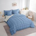 thumbnail image 4 of Homewish Chic Buffalo Bedding Comforter Set 7pcs for Adult, Square Checkered Plaid King Bedding Sets, Modern Blue Abstract Reversible Bed Sheets, Super Cozy Room Decor, 4 of 8