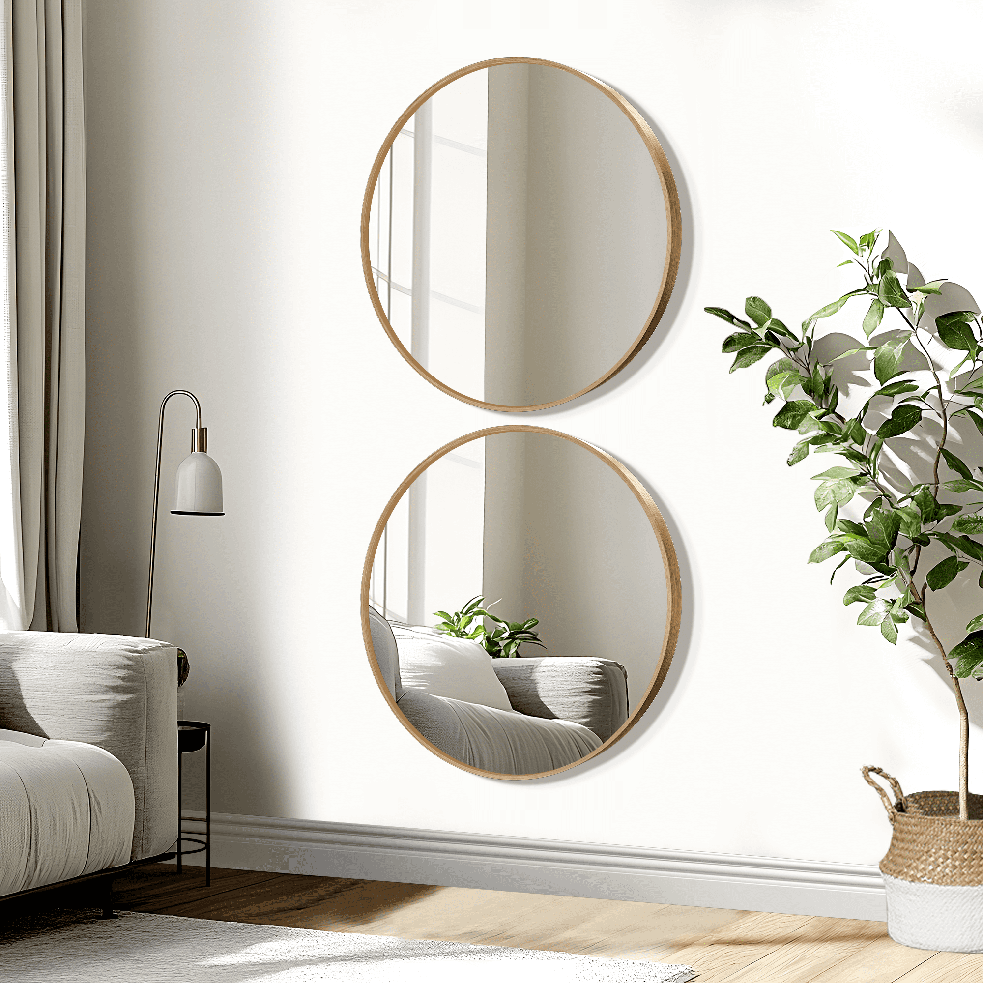 MAYEERTY 20" Round Wall Mirror - Aluminum Frame, Suitable for Vanity/Bathroom/Living Room, Black