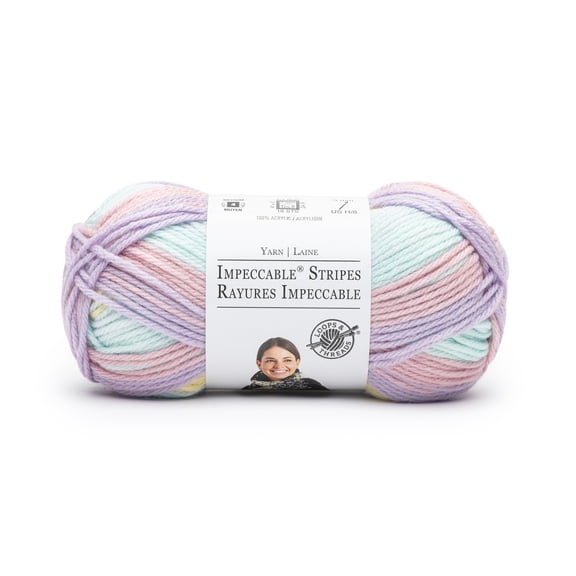 Loops & Threads Unicorn Impeccable Stripes Yarn - Medium Weight Yarn for Knitting, Crochet, Weaving, Arts & Crafts, 18 Pack