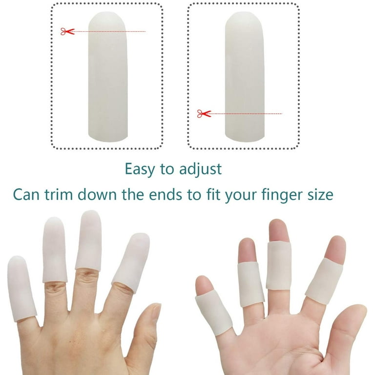 Michiko Gel Finger Protectors Finger Caps Silicone Fingertips Protection - Finger Cots Great for Trigger Finger, Finger Arthritis, Finger Cracking and Other