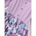 thumbnail image 4 of Girls Clothes Pit Stripe Butterfly Pattern Round Neck Long Sleeved Casual Dress Big Kid Spring Summer Clothes, 4 of 5