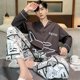 thumbnail image 1 of Pijama de manga larga para hombre, conjunto de ropa de dormir de algodón con estampado japonés, cárdigan de fiesta, otoño, 1 of 4
