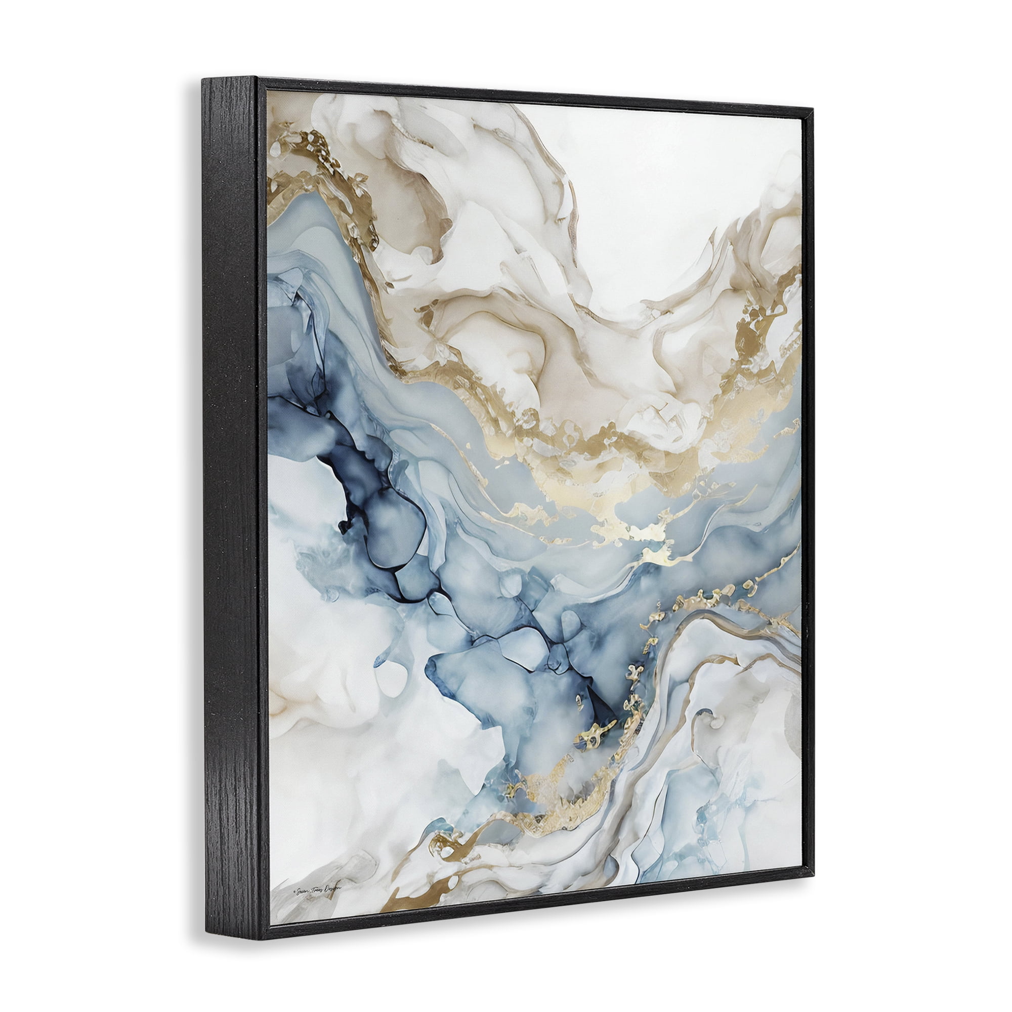Stupell Industries Chic Geode Pattern Abstract Painting Black Framed Art Print Wall Art, 16 x 20