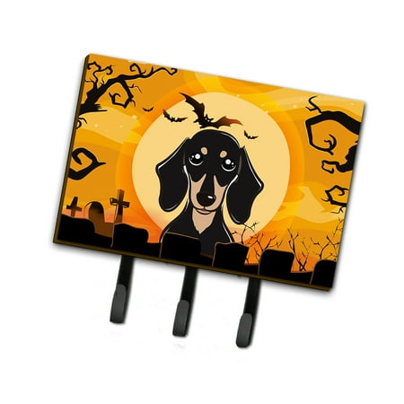 

Carolines Treasures BB1773TH68 Halloween Smooth Black and Tan Dachshund Leash or Key Holder Triple multicolor