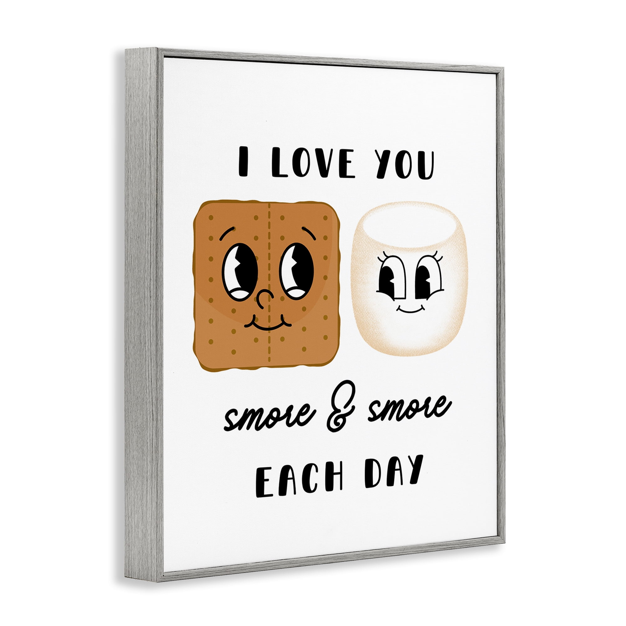 Stupell Industries Love You Smore Each Day Food & Beverage Painting Gray Framed Art Print Wall Art, 16 x 20