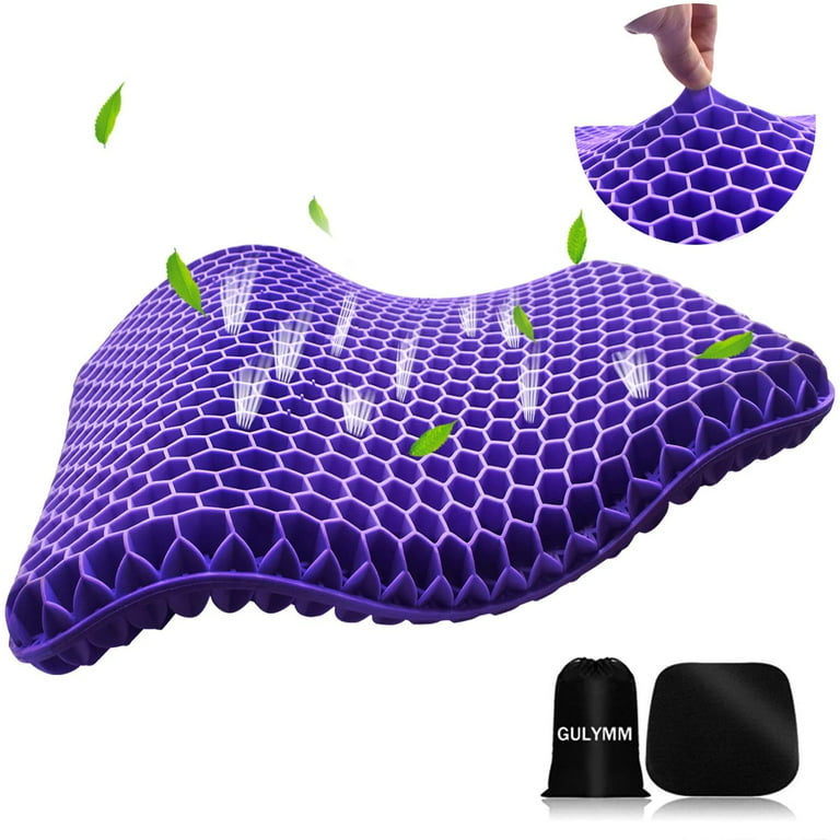 gel seat scushion, double purple gel cushion with non-slip cover, suitable  for long sitting, cold gel cushion, suitable for office chairs, car  wheelchair accessories, help sciatica relieve back pain 