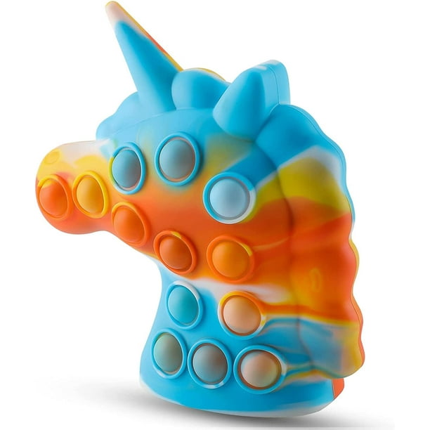 3D Unicorn Popping It Fidget Ball Toys, Pop Stress Balls Fidget Toy, Pop It Push Bubble Silicone Squeeze Juguetes sensoriales para niños adultos, juguetes para niños autistas para aliviar la ansiedad JAMW Sencillez