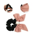 thumbnail image 3 of Unique Bargains 1 Pc Grace Square Pearl Bow Scrunchie Hair Elastic Band Pink, 3 of 5