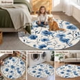 thumbnail image 6 of Spring Abstract Flower Round Area&nbsp;Rug 5ft Blue Flowers Watercolor Non-Slip&nbsp;Washable Circle Rugs Soft Felt Indoor Floor Mat for Bedroom Kitchen Living Room Bathroom, 6 of 9