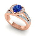 thumbnail image 2 of Diamond-Capitals 2.35 Carat Unique Oval Cut Blue Sapphire & Aquamarine Gemstone Wedding Ring for Fiancee 18K Rose Gold Size 4, 2 of 8