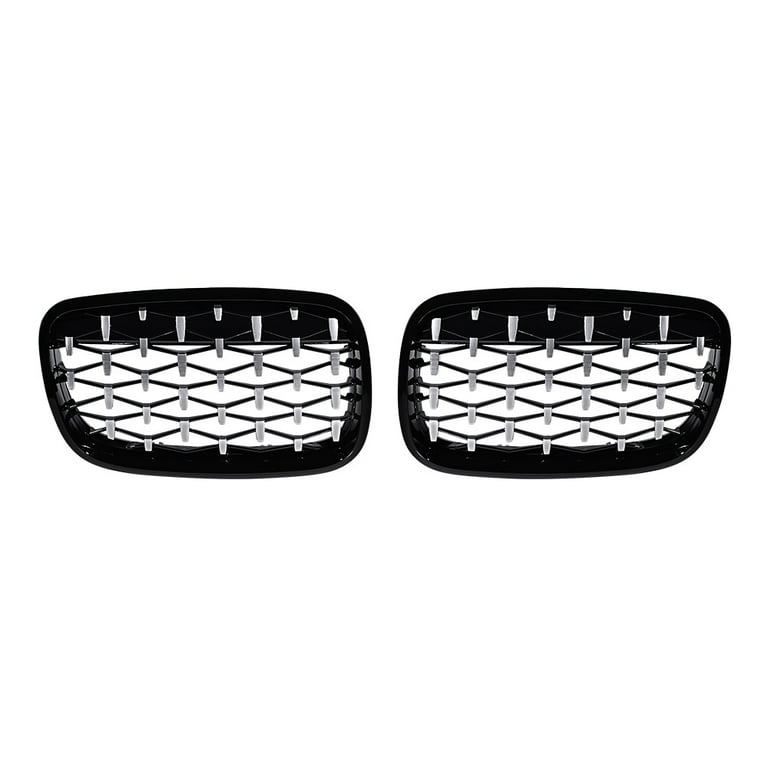 Astra Depot Diamond Star Mesh Style Front Kidney Grill Grille for 2007-2013 BMW X5 E70, Gloss Black, 1 Pair