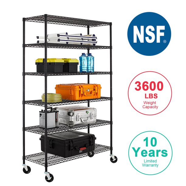 NSF Wire Shelving Unit Heavy Duty Garage Storage Shelves Large Black