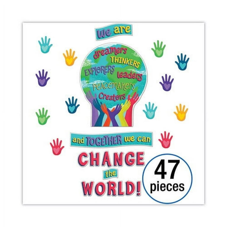 Motivational Bulletin Board Set, One World, 47 Pieces Motivational Bulletin Board Set, One World, 47 Pieces